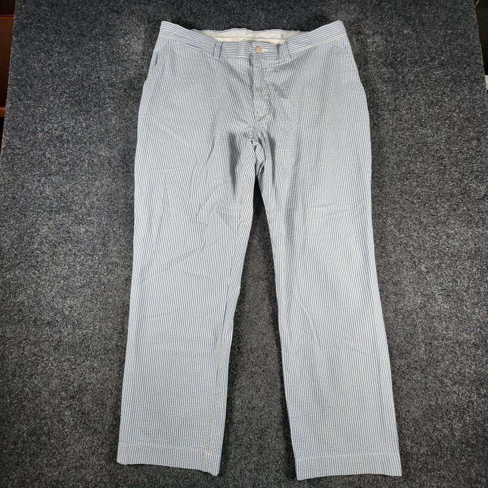 Polo Ralph Lauren Suffield Blue White Striped Seersucker Pants Men 38x30  Cotton